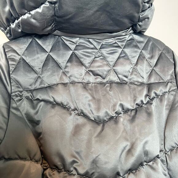 Bebe Dark Silver Titanium Hooded Puffer Winter Coat Size Medium - Picture 4 of 10